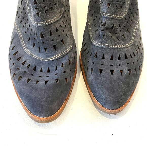 Sofft Westwood Ankle Boots Suede Blue-Grey Perforated Western Size 10 - Picture 7 of 9